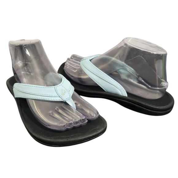 Olukai Sandals Womens 7 Grana Flip Flops Thong Flats Slip On Blue Casual Comfort - Picture 1 of 11